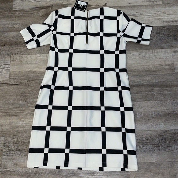 RMLL white and black striped checkered dress size 12 NWT - Picture 6 of 10